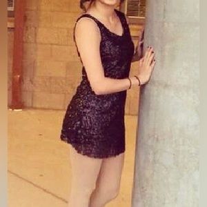 Black mini dress (with attached black shorts underneath)